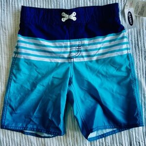 NWT Boys Old Navy Swim Trunks in Blue & White Stripes, Boys Size M/8
